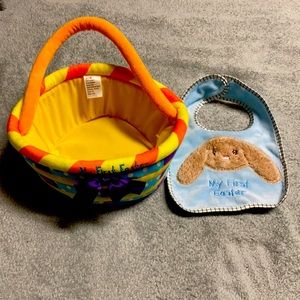 My First Easter Basket w/ Blue Easter Bunny Bib